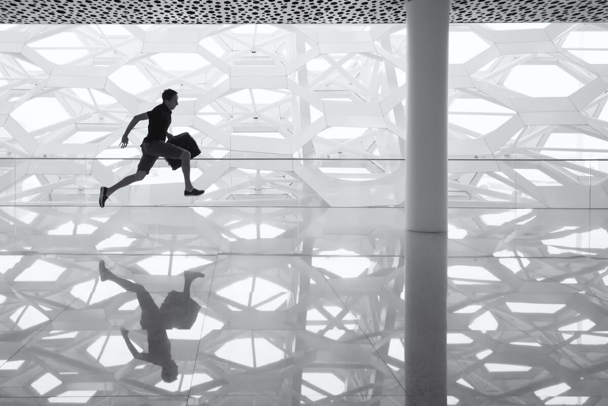 Running through airport